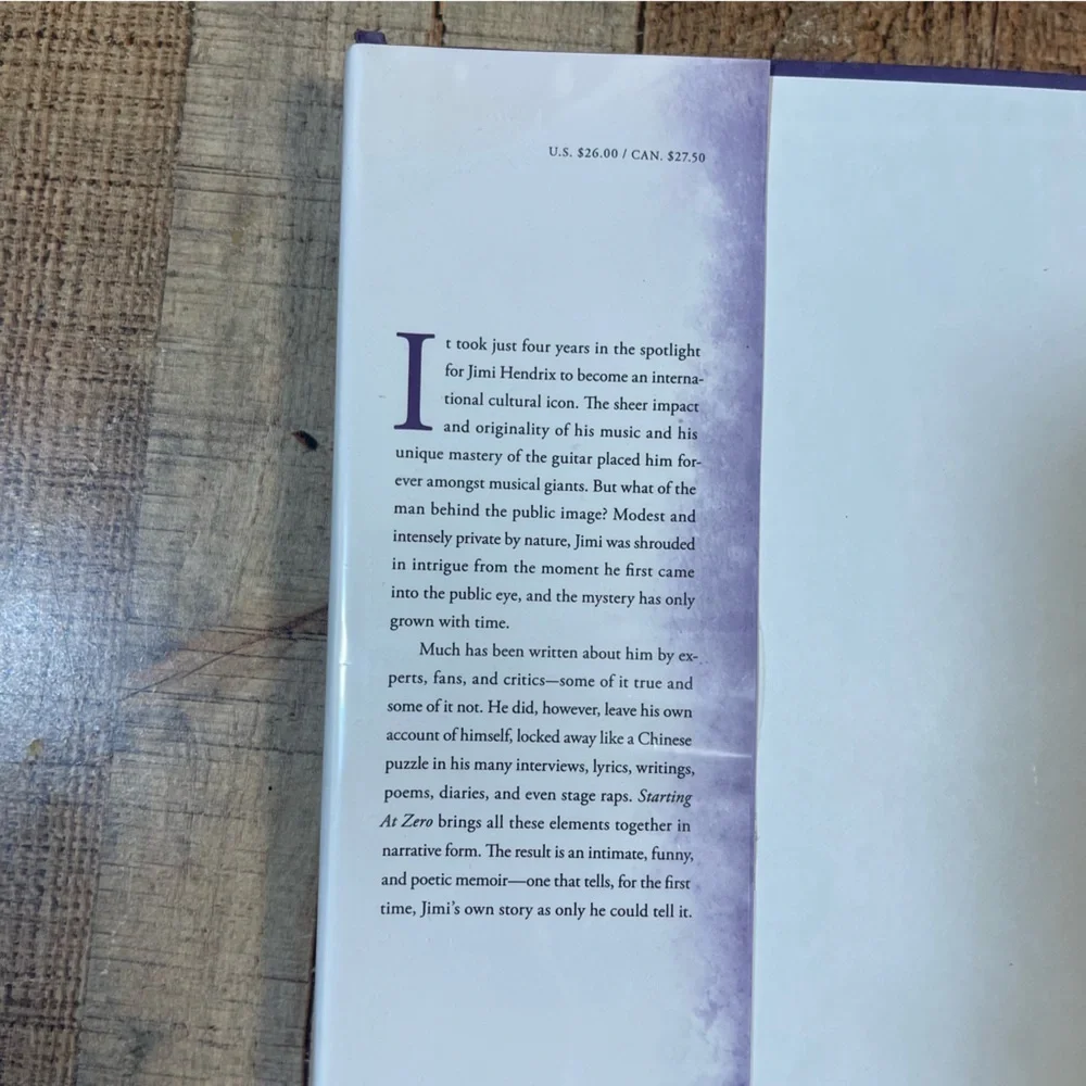 Jimi Hendrix: His Own Story Starting at Zero Hardcover Music Biography